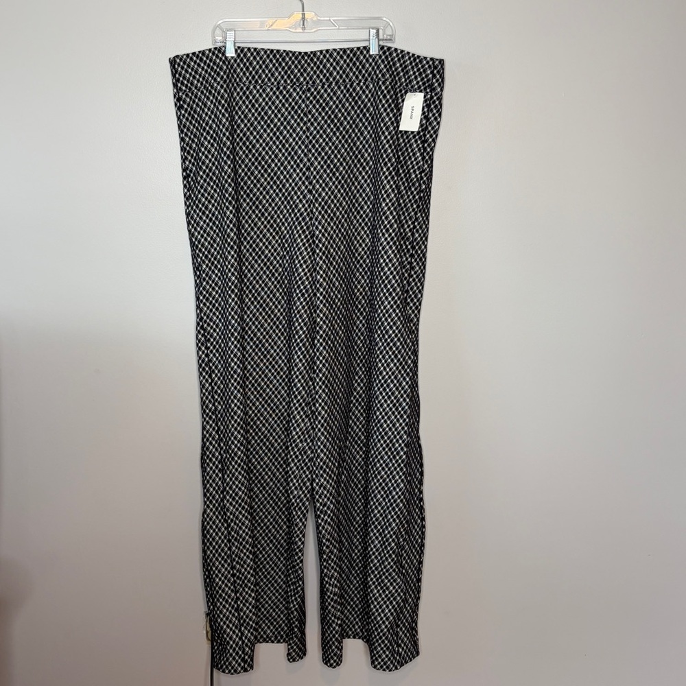 NWT Spanx Ponte Jacquard Wide Leg Pant Black White Plaid Size 3X Tall